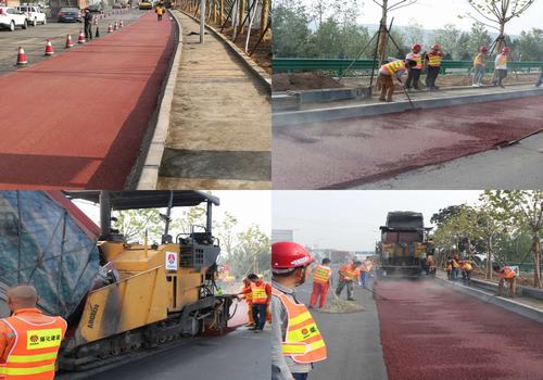 210国道完善工程PPP项目彩色路面工程首战告捷