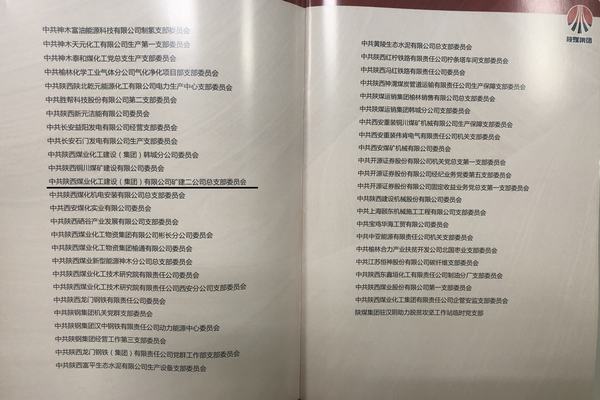 陕煤建设矿建二公司党总支荣获“bcw8白菜网论坛先进基层党组织”称号